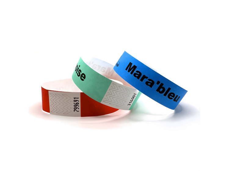 Bracelets TYVEK marquage noir / Bracelets &eacute;v&egrave;nement