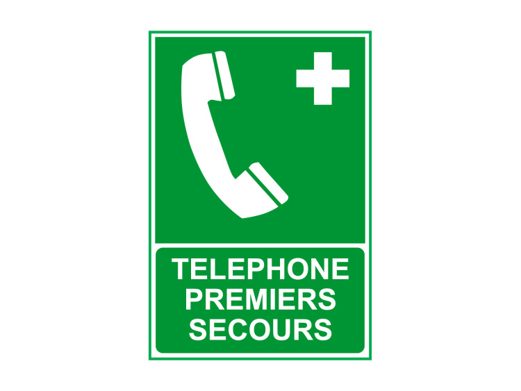 Évacuation Sécurité - E404 - Téléphone premiers secours - Panneau Signalétique Norme ISO 7010
