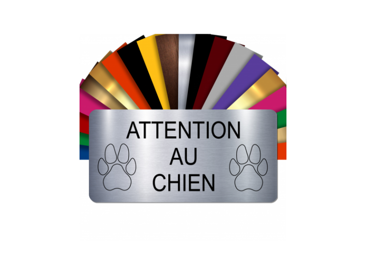 Plaque Attention au chien - Plaque Adhésive en TROLASE 10 x 5 cm