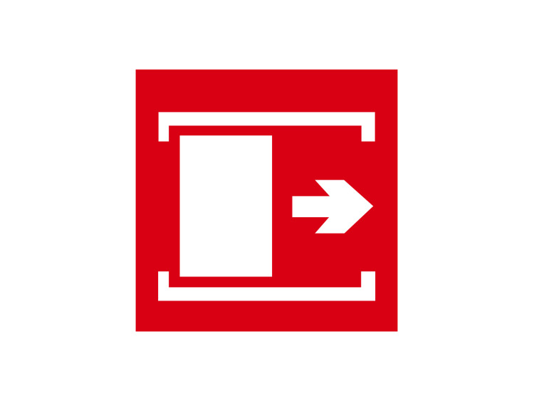 Incendie - F041 - Porte coulissante à droite - Panneau Signalétique Norme ISO 7010