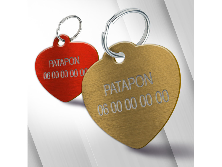 Médaille Personnalisée Pour Chien ou Chat - Médaille d'identification Alu Anodisé 25mm (Petit Cœur)