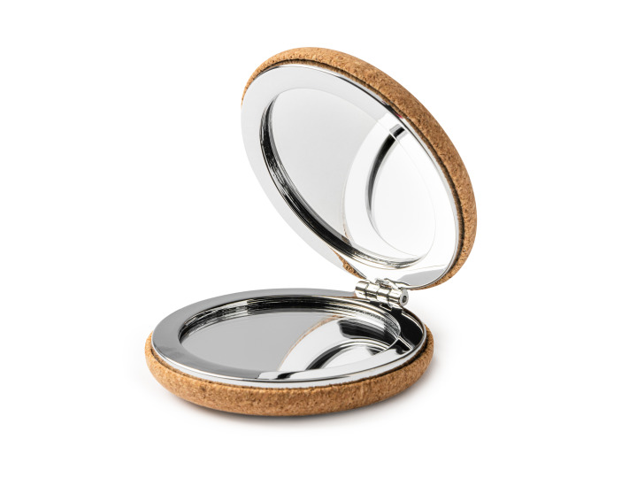 Miroir de Poche Pliant avec Etui en Liège Personnalisable BELLE
