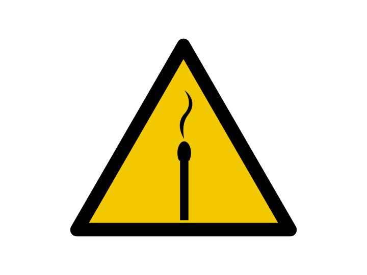 Panneau davertissement  Signalétique W165  Toute flamme interdite