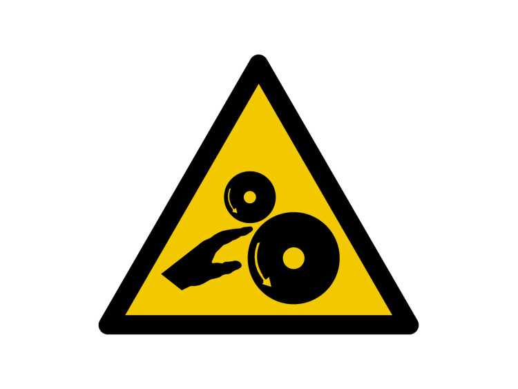 Panneau d'avertissement - Signalétique W213 - Attention aux mains Engrenages