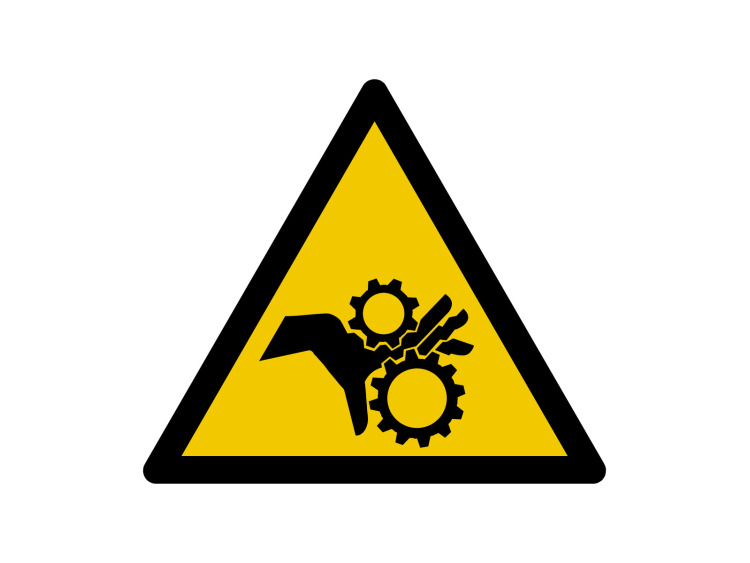 Panneau d'avertissement - Signalétique W214 - Attention aux mains Engrenages