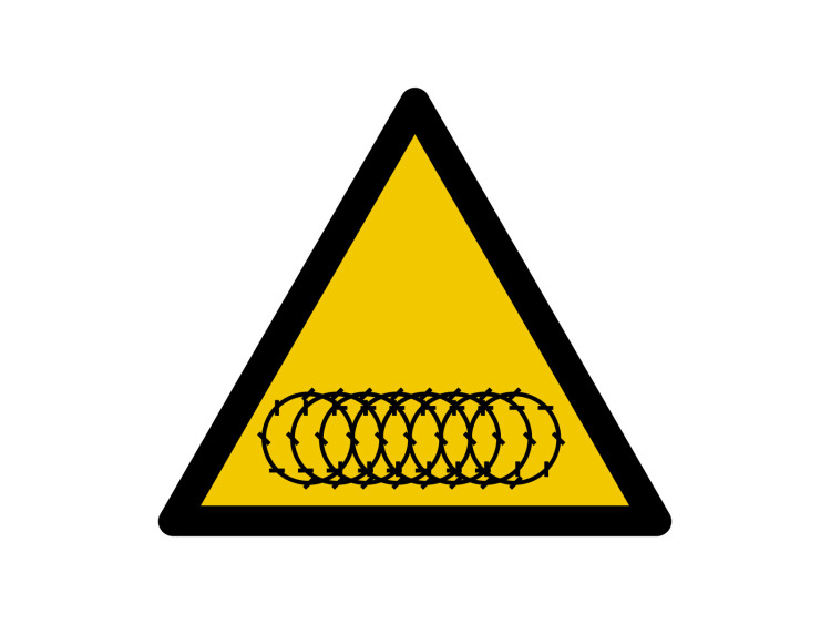 Panneau d'avertissement - Signalétique W237 - Attention aux barbelés