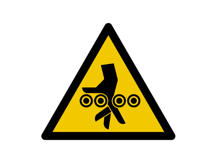 Panneau d'avertissement - Signalétique W251 - Attention aux mains, rouleaux