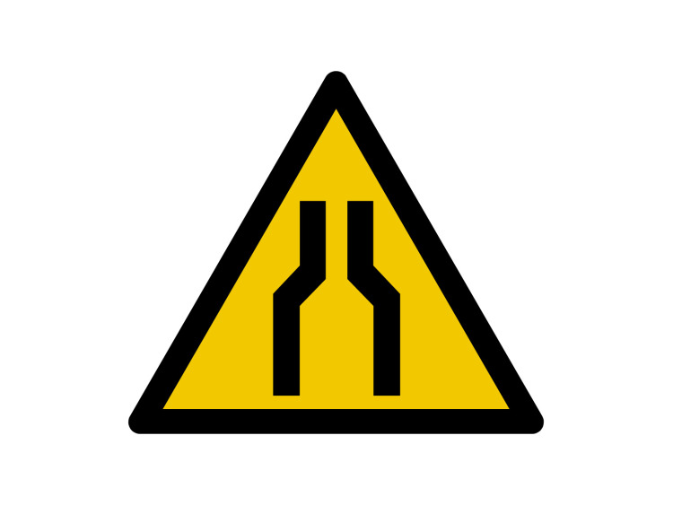 Panneau d'avertissement - Signalétique W254 - Rétrécissement de chaussée