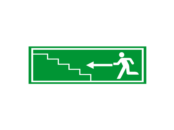Panneau dévacuation et de sécurité  Signalétique E200  Issue de secours monter les escaliers à g