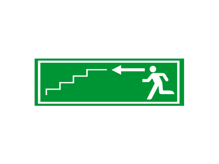 Panneau d'évacuation et de sécurité - Signalétique E203 - Issue de secours, descendre les escaliers 