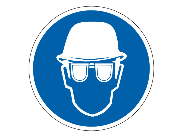 Panneau d'obligation - Signalétique M182 - Port du casque et lunettes de protection obligatoire