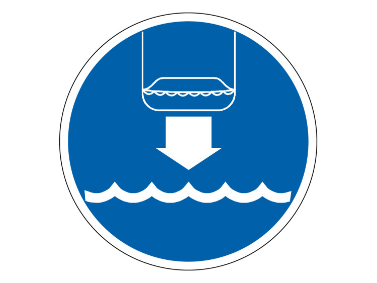 Panneau d'obligation - Signalétique M216 - Baisser le radeau de sauvetage à l'eau