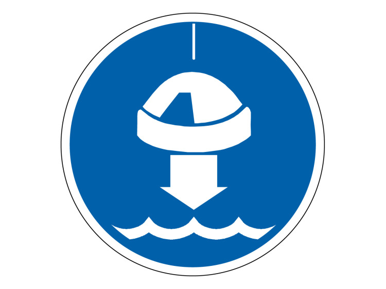 Panneau d'obligation - Signalétique M217 - Baisser le radeau de sauvetage à l'eau