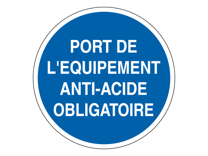 Panneau dobligation  Signalétique M307  Port de léquipement antiacide obligatoire