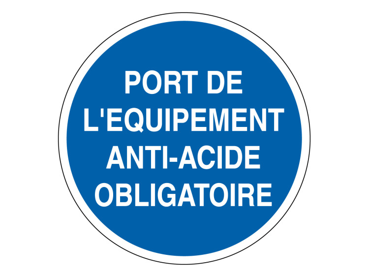 Panneau d'obligation - Signalétique M307 - Port de l'équipement anti-acide obligatoire