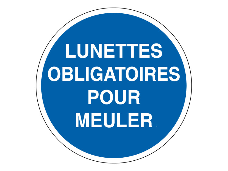 Panneau d'obligation - Signalétique M312 - Lunettes obligatoires pour meuler
